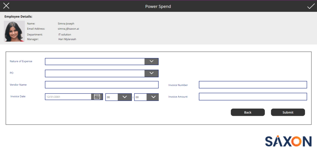 Power Spend - New Expense Screen